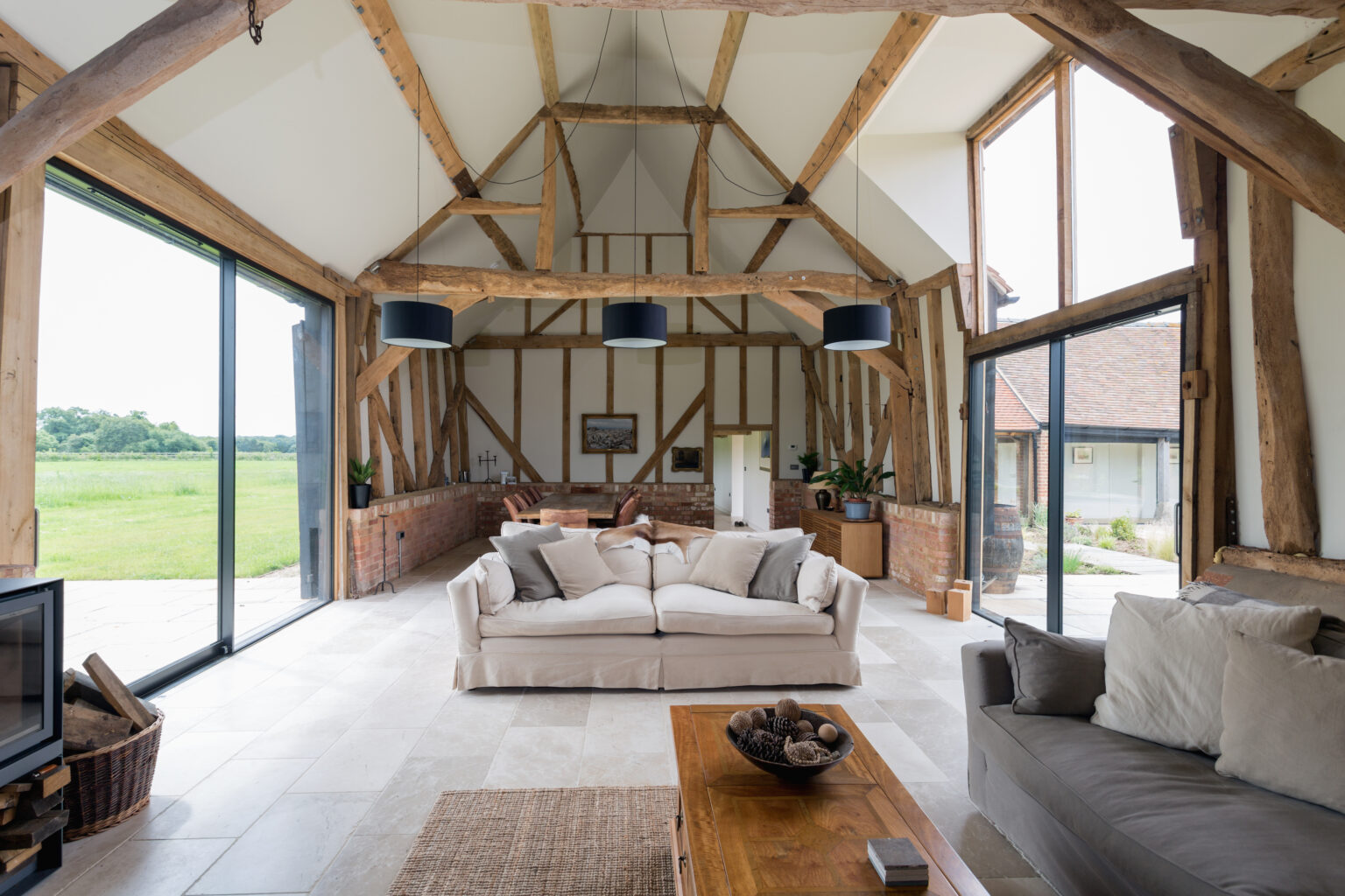 Windows and sofa in modern living room